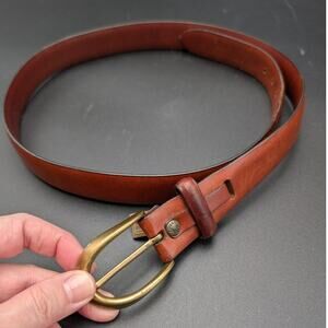 Trafalgar Belt Mens 34 Brown Leather Brass Buckle Made USA Classic Dress Career